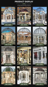 Gazebo in Marmo Europeo di Lusso con Colonne Romane e Cupola in Ferro Battuto per Giardini, Ville e Parchi - Product Image 5