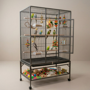 Jaula Extra Grande para Pájaros con Soporte y Ruedas, Jaula Metálica para Loros con Bandeja Extraíble, Perchas y Comederos para Uso <span class=keywords><strong>en</strong></span> Interiores y Exteriores - Product Image 4