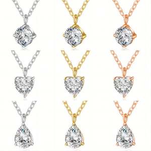 Collar con Colgante de Burbuja de Circonita AAA, Acero Inoxidable, Gota de Agua, Diamante Individual, Resistente al Agua, Oro 18K, Deportivo, Unisex, Cadena de Bambú - Product Image 1