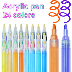 Marqueur à pointe <span class=keywords><strong>feutre</strong></span> à base d'<span class=keywords><strong>eau</strong></span> 24 couleurs Projets de bricolage Ensemble de stylos à peinture acrylique Marqueur de peinture professionnel Effaçable - Product Image 2