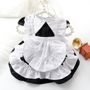 Robe d'été pour chien et chat, costume Lolita noir en polyester pour animaux de compagnie, robe Teddy pour petits chiens toutes saisons - Product Image 1