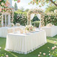 Nappe de table moderne en tulle plissé et mousseline de soie à volants, couleur et taille personnalisables, pour mariage, banquet, anniversaire, décoration