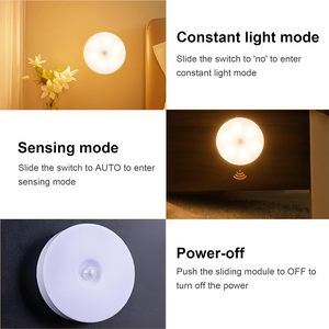 Détecteur de mouvement lumière LED USB veilleuses lampe rechargeable pour cuisine chambre escalier couloir armoire placard garde-robe veilleuses - Product Image 2