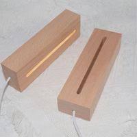 Lampe d'illusion 3D rectangulaire en bois avec base et support, lumière LED USB de 5,9 pouces, blanc chaud 2700K, moderne et colorée, intensité réglable