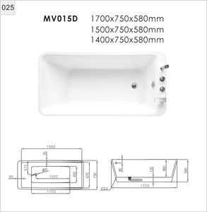 67 Inch Freestanding Small Acrylic <strong>square</strong> Mobile <strong>Bathtub</strong> - Product Image 5