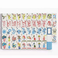 Jeu de Mahjong Vintage Rétro Américain de Luxe Moderne avec Tuiles Sculptées Antiques, Jeu de Table de Collection pour 4 Joueurs
