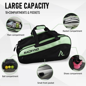 <span class=keywords><strong>Sac</strong></span> de sport portable en nylon avec logo personnalisé, grande capacité, imperméable, pour raquettes de pickleball, de <span class=keywords><strong>badminton</strong></span> et de padel, avec poche pour chaussures - Product Image 4