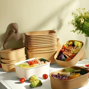 กล่องอาหารกลางวันกระดาษคราฟท์ที่ยั่งยืน ภาชนะกระดาษคราฟท์สำหรับร้านอาหาร ภาชนะสลัดกระดาษคราฟท์ที่เป็นมิตรกับสิ่งแวดล้อม - Product Image 2