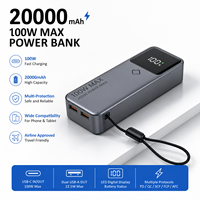 Nouvelle arrivée Lezet PD 100W Rechargeable 20000mAh 73Wh NMC Batterie Power Station Power Bank avec écran numérique Portable PC+ABS