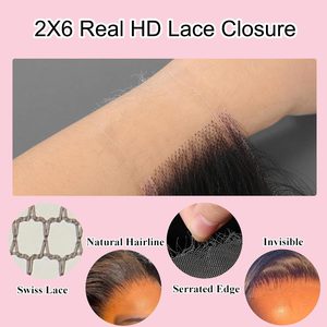 2x6 thực HD ren đóng cửa, cơ thể sóng tóc con người 0.10mm siêu mỏng vô hình ren đóng cửa trước khi nhổ với mái tóc bé - Product Image 5
