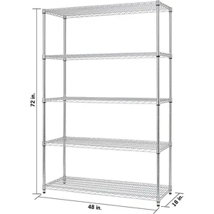 Restaurante 5 Tiers Nsf Móvel Armazenamento Chrome Wire Mesh Prateleiras com Rodas para Casa