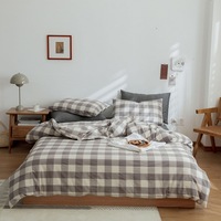 Ensemble de literie textiles de maison drap de lit king size teint en fil haute densité ensemble de literie en coton lavable de luxe
