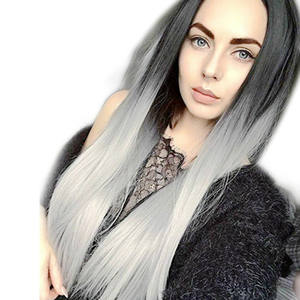 باروكة شعر اصطناعي متموج رائجة للنساء ذوات الشعر الطويل، بألوان متدرجة، مقاومة للحرارة وذات خط شعر طبيعي مع عصابة رأس - Product Image 5