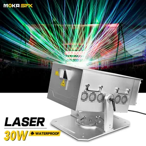 Moka Sfx RGB เครื่องฉายแสงเลเซอร์,โปรเจคเตอร์กลางแจ้ง30วัตต์กันน้ำแสงเลเซอร์สำหรับใช้ในวันหยุดแสงไฟคอนเสิร์ตดีเจ