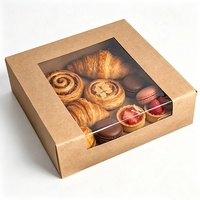 Boîte à pâtisserie pliable en papier écologique avec fenêtre, personnalisable avec logo du fabricant