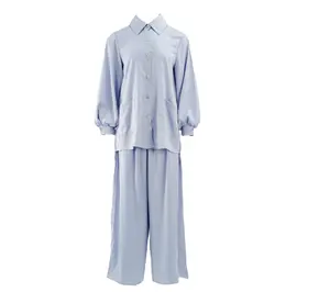 2024 New Muslim Women's Wear European And American Hot Ladies 2 Pieces Abaya Middle East Long Sleeve Shirt Trousers