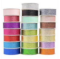 Pita Satin Mewah 1 1/2 Inci Satu Sisi Berkilau Glitter 100% Poliester untuk Dekorasi Natal