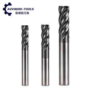 Fraise à queue en carbure de tungstène HRC60 avec revêtement nano noir, 4 cannelures, pour usinage CNC de l'acier, de l'acier inoxydable et des métaux - Product Image 1