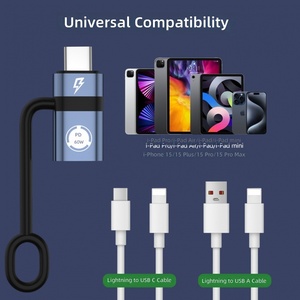 Adaptateur Type-<span class=keywords><strong>C</strong></span> en silicone, prend en charge la charge 60W et le transfert de données, compatible avec les appareils - Product Image 2