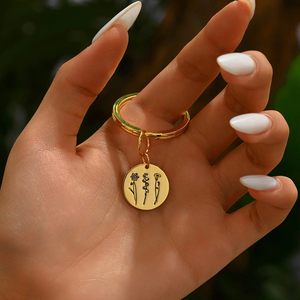 Porte-clés personnalisé en acier inoxydable avec bouquet de fleurs, cadeau pour maman, grand-mère, fête des mères, professeur, famille, mère - Product Image 4