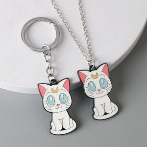 Mignon chat <span class=keywords><strong>Luna</strong></span> Anime mode pendentif porte-clés personnalisé en alliage de Zinc personnage de dessin animé écologique collier léger - Product Image 3