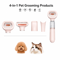 Sèche-cheveux pour animaux de compagnie 3-en-1 rechargeable par USB, à double usage sec/humide, avec brosse angulaire à 135 degrés et forte aspiration pour le toilettage
