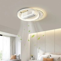 Ventilateur de plafond sans pales Art Déco moderne avec lumière LED et télécommande, blanc, pour chambre et salon, modèle Agi32