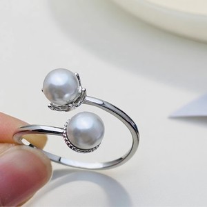 Base para Anillo de Plata S925 10617, Accesorios para Perlas DIY con Tecnología de Incrustación de Garra Redonda de 10-12 mm, Joyería de Plata Elegante - Product Image 1