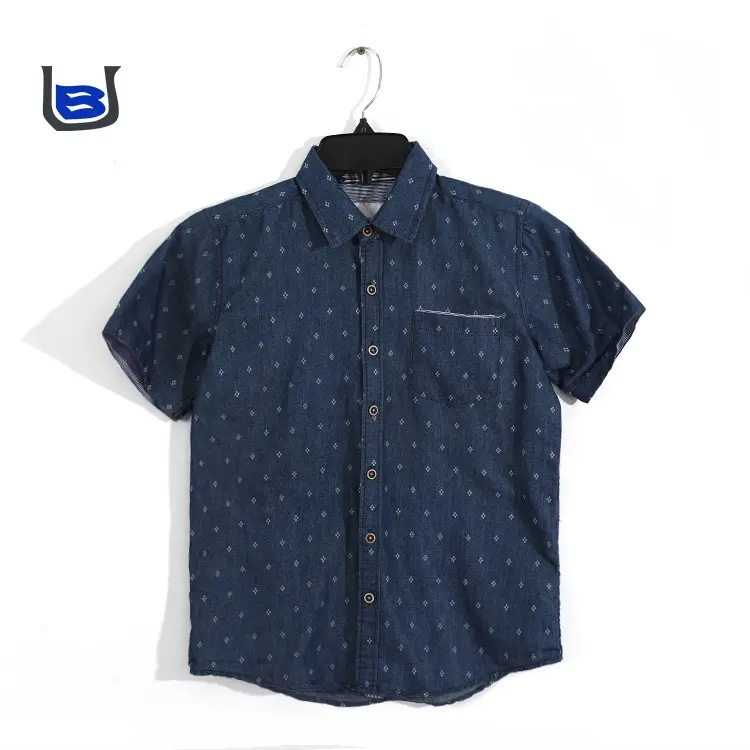 Fabrik verkäufer Private Label Style Button Up Custom Print Herren Casual Denim Shirts