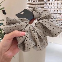 Chouchou en tissu à pois vintage, élastique doux pour cheveux, accessoire simple pour queue de cheval pour femmes et filles