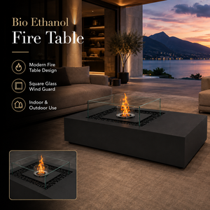 Table de foyer au <span class=keywords><strong>bioéthanol</strong></span> pour intérieur et extérieur <span class=keywords><strong>avec</strong></span> brise-vent en verre, brûleur à flamme réelle pour patio et salon, de Foshan OEM - Product Image 2