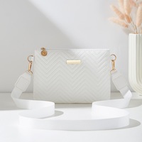 Sac à main en PU gaufré pour femme avec garniture métallique, motif vague, portefeuille long, mini porte-monnaie pour téléphone, fermeture éclair, doublure en polyester, style urbain