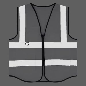 Gilet de sécurité professionnel blanc haute visibilité en maille polyester respirante avec bandes réfléchissantes et fermeture auto-agrippante - Product Image 4