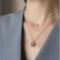 Collier Pendentif en Argent 925, Chaîne Polyvalente pour Clavicule, Chaîne de Pull, Accessoire Féminin Élégant et Arqué