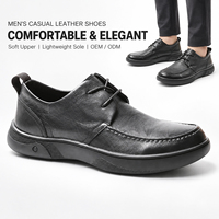 Chaussures en cuir décontractées et professionnelles pour hommes, légères, à lacets, en cuir véritable grain litchi noir, avec logo personnalisé OEM, vente en gros