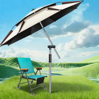 Grand Parasol de Pêche Réglable à 360° Portable Pliable Protection Solaire Extérieure Anti-UV Imperméable Oxford/Polyester Séchage Rapide pour Plage