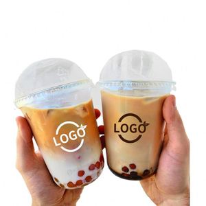 Gobelet jetable en PP transparent givré en forme de U, personnalisé avec logo, pour boissons froides et chaudes, avec couvercle, 90-380/500/700U, fabriqué sur mesure en usine - Product Image 3