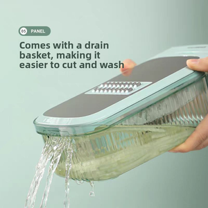 Utensili da Cucina Essenziali: Tritatutto Manuale in Plastica con Protezione per le Mani, Sbucciatore <span class=keywords><strong>Julienne</strong></span>, Grattugia, Raschietto per Ravanelli e Patate in Acciaio Inossidabile - Product Image 3