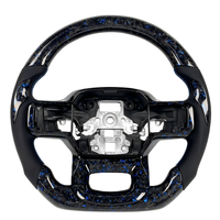 Volant en fibre de carbone pour Ford Mustang GT, Ford Focus ST MK3, palettes de changement de vitesse Drag, emblème Ecoboost, Dark Horse Chrome