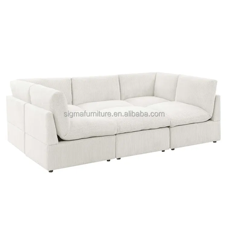 luxury boucle upholstered velvet sectional sofa set promotion modular sofa with ottoman