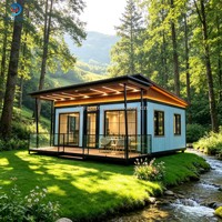 Usine de conteneurs : Villa préfabriquée de luxe personnalisable à double aile, toit plat, pliable, emballée à plat, assemblage rapide