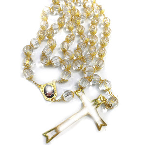 Chapelet décoratif mural avec perles transparentes et pendentif croix pour la décoration de la maison, cadeaux de baptême - Product Image 3