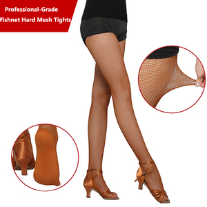 Collants de danse latine professionnels en résille, sans couture, rembourrés, à taille haute, couleur chair, à petits trous, antidérapants - Product Image 1