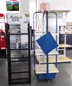 Nouveau modèle de présentoir rotatif numérique pour mobiles - Étagère d'exposition avec panneaux perforés, crochets double face, en fer forgé - Product Image 5