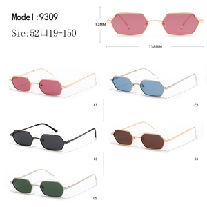 Lunettes de soleil unisexes à monture hexagonale en métal, verres foncés, protection UV 100%, style tendance pour adultes - Product Image 3