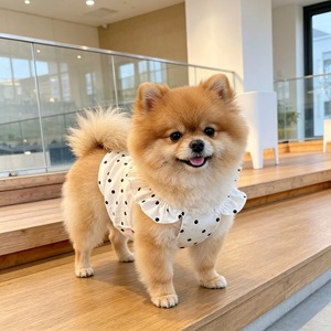 Cute Polka Dot Dress for Dogs and <b>Cats</b> White Polyester Skirt Four Seasons Pet <b>Clothes</b> Made in Jiangsu - Product Image 2