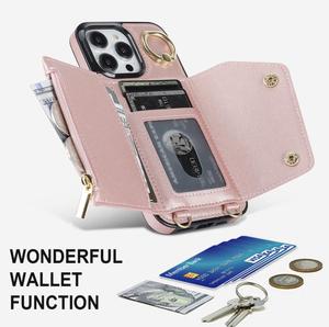 เคสโทรศัพท์แบบกระเป๋าสะพายข้างสำหรับ iPhone 15 14 13 12 11 Pro Max  วัสดุหนัง PU  แบบพับได้ สำหรับ Samsung S23 S22 พร้อมช่องใส่บัตร - Product Image 4