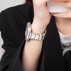 สายนาฬิกาโลหะทรงสี่เหลี่ยมหรูหรา Upro สำหรับ iWatch 11 10 9 8 7 SE สายรัดข้อมือโลหะแบบหัวเข็มขัดผีเสื้อสำหรับผู้หญิง - Product Image 5