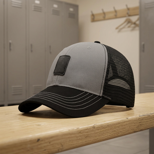 Casquette de baseball unisexe grise et noire en maille, style trucker, réglable, respirante, imperméable, couleur unie, 6 panneaux, avec bouton décoratif, pour fêtes et occasions décontractées - Product Image 4
