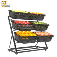 Fabriek Op Maat Gemaakte Metalen Houten Meerlagige Supermarkt Groenteplanken Supermarkt Fruit En Groente Display Rek